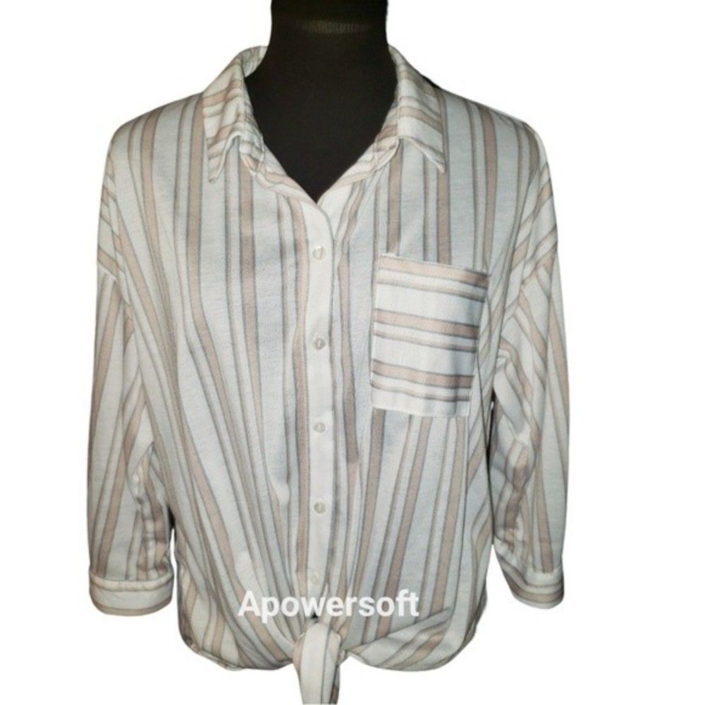 Stripe Tie Front Shirt (0456)